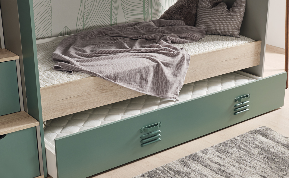 T-429 Lego Yeşil Ahşap Ranzalı Çocuk Odası